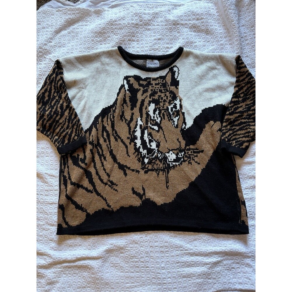 Authentic Knitwear Renaissance Women’s Tiger Sweater Size Large